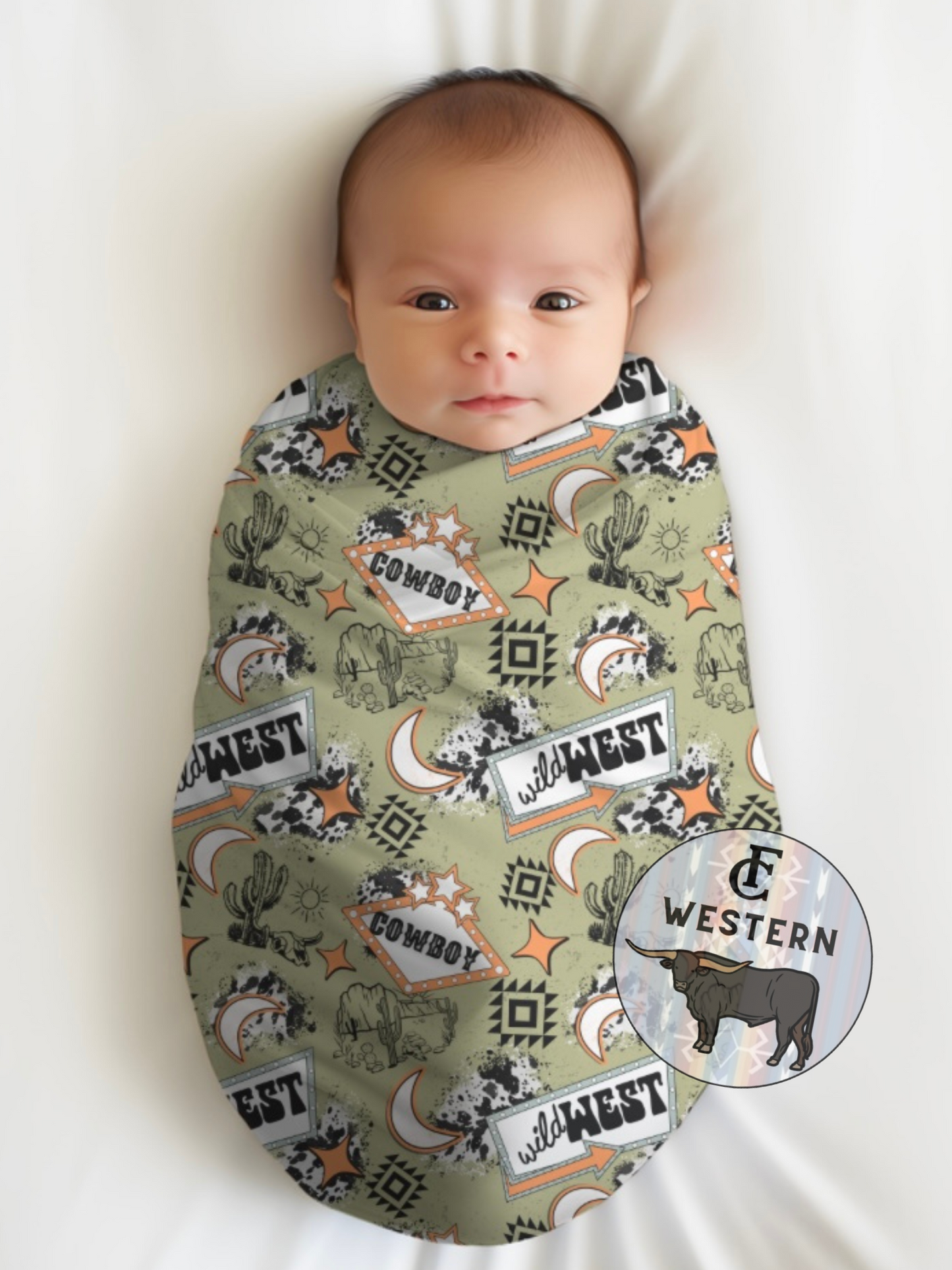 Wild West Cowboy Bamboo Swaddle Blanket *RTS*