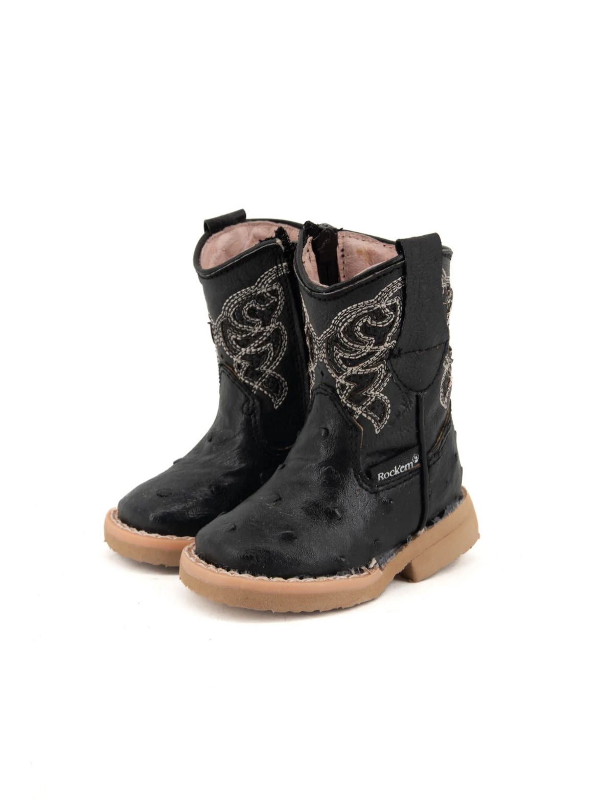 Black Ostrich Infant Boots (READ FULL DESCRIPTION)