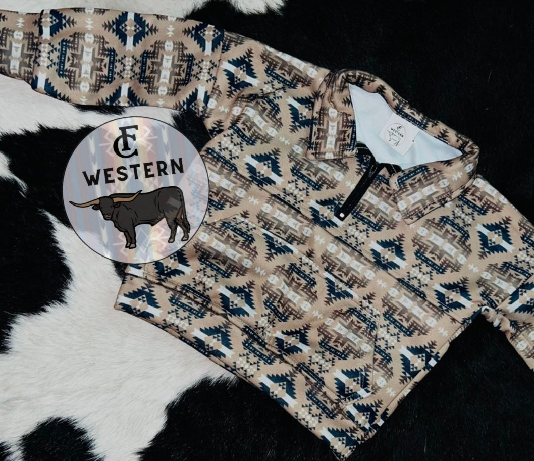 Adult Brown Aztec Half Zip (READ FULL DESCRIPTION)