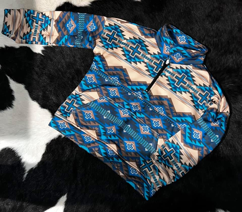 Blue/Brown Aztec Half Zip *RTS*