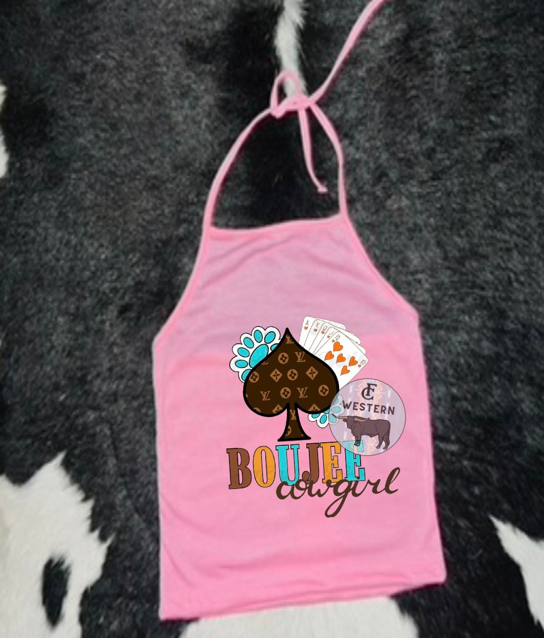 Boujee Cowgirl Graphic Halter (Read Full Description)