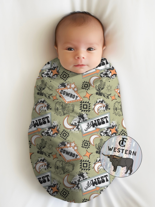 Wild West Cowboy Bamboo Swaddle Blanket *READ FULL DESCRIPTION*