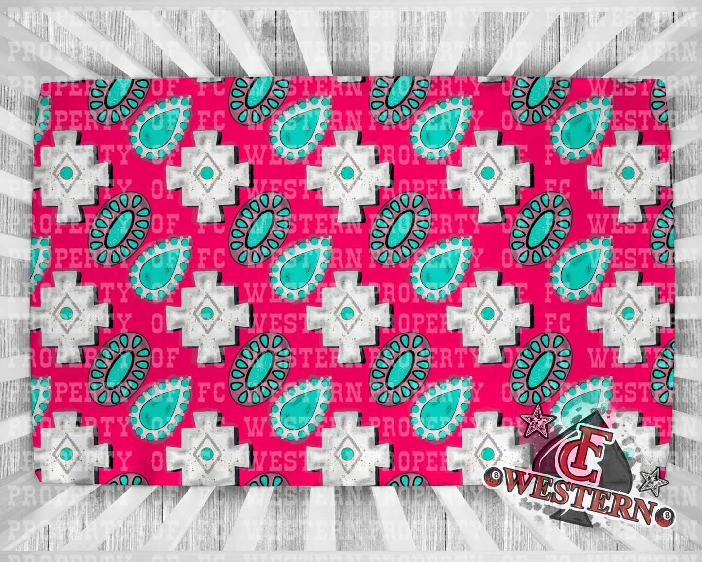 Pink Turquoise Gems Fitted Bed Sheet *PREORDER*