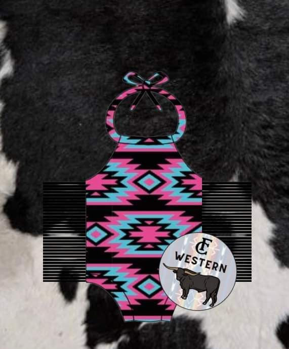 Black/Pink Aztec Romper/Halter Top (read description)