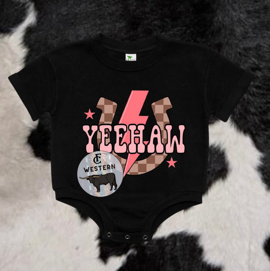 Yeehaw Horse Shoe Black ROMPER *Read Full Description*