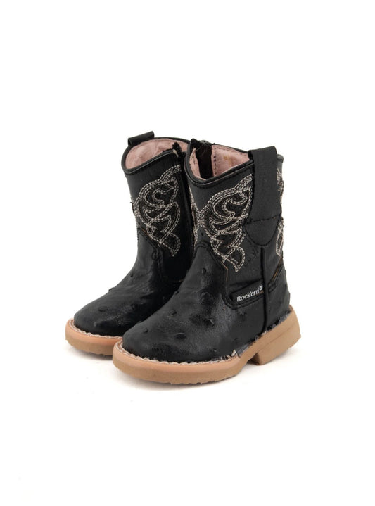 Black Ostrich Infant Boots (READ FULL DESCRIPTION)