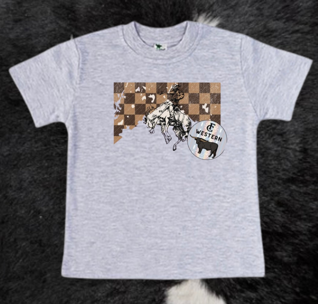 Checkered Bronc Tee (Read Full Description)