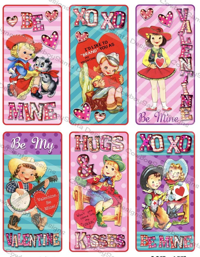 Vintage Retro Cowgirl Valentine's Cards