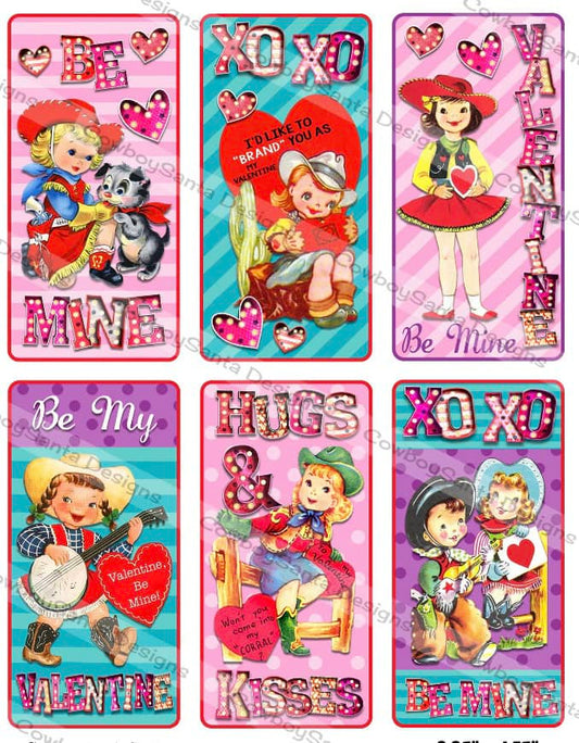 Vintage Retro Cowgirl Valentine's Cards