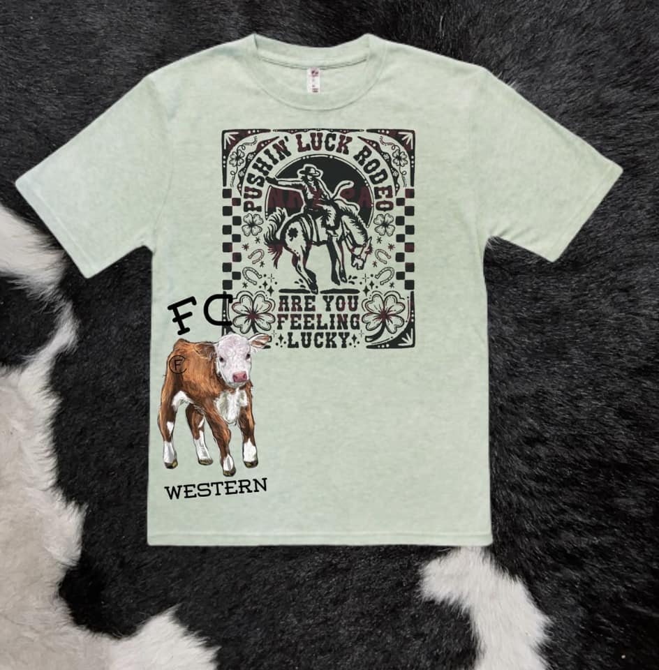 Pushin Luck Rodeo Tee (read description)