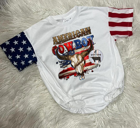 American Cowboy Bubble Romper (Read full description)