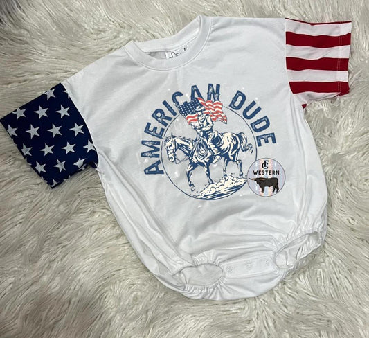 American Dude Bubble Romper (Read full description)