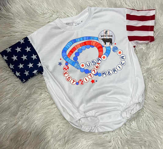 USA Merica Bracelet Bubble Romper (Read full description)