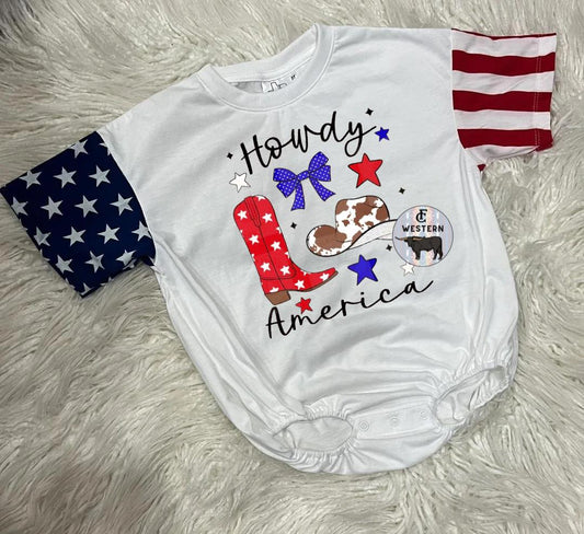 Howdy America Bubble Romper (Read full description)