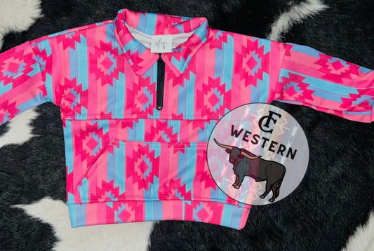 Pink/Blue Aztec Half Zip (READ FULL DESCRIPTION)