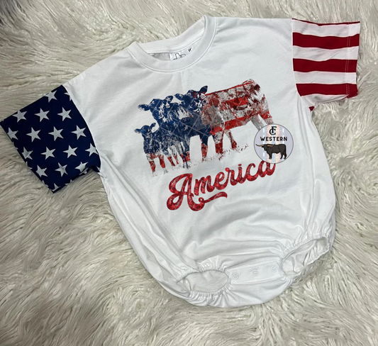 America Cattle Bubble Romper (Read full description)