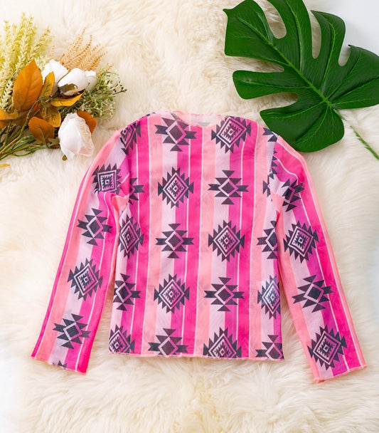 Pink Aztec Mesh Top *RTS*