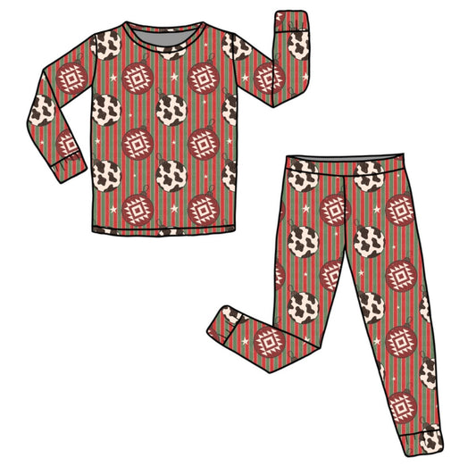 Aztec & Cow Ornaments Pjs *RTS