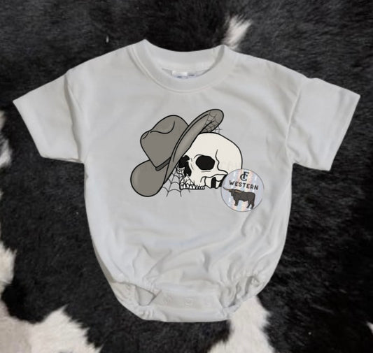 Cowboy Skull Short Sleeve Romper (Read Full Description)s