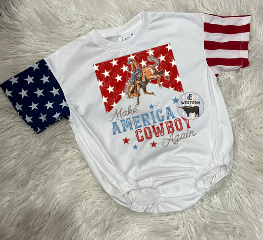 Make America Cowboy Again Bubble Romper (Read full description)