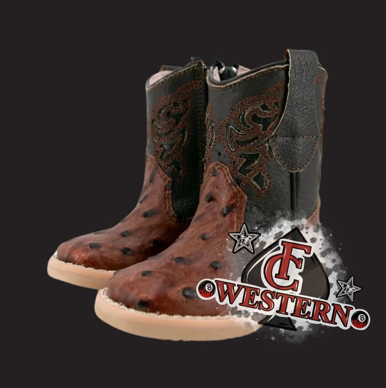 Mid Brown Ostrich Infant Boots (READ FULL DESCRIPTION)