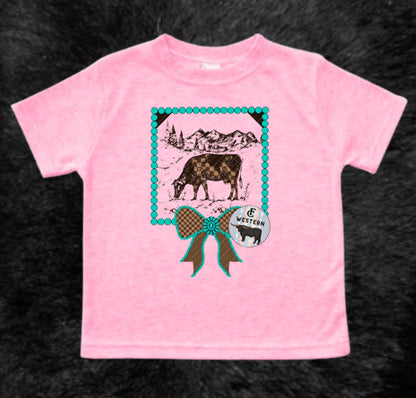 Turquoise Bow Cattle Tee (Read Full Description)