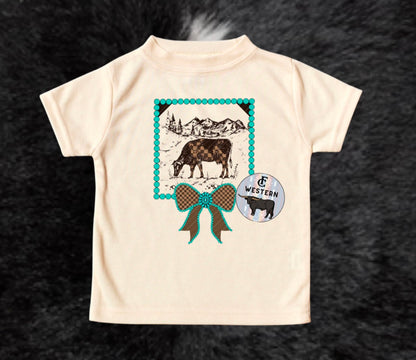 Turquoise Bow Cattle Tee (Read Full Description)