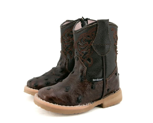 Dark Brown Ostrich Infant Boots (READ FULL DESCRIPTION)
