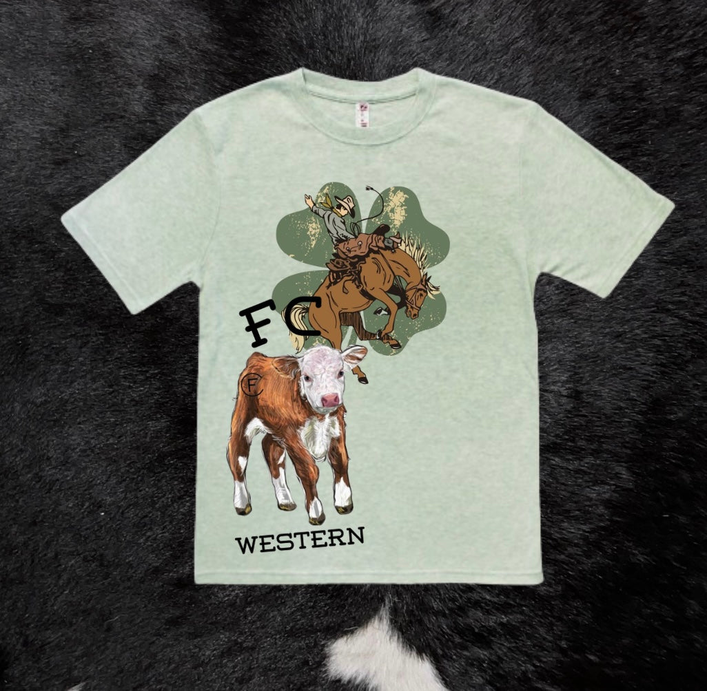 Lucky Bronc Cowboy Tee (read description)