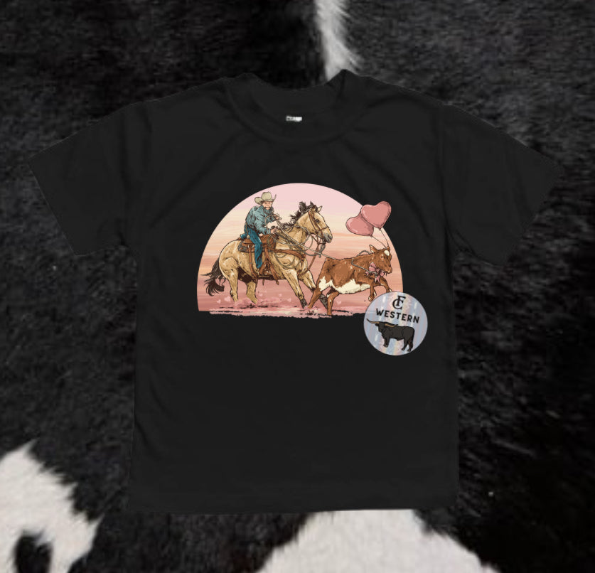 VDAY CALF ROPING Black TSHIRT (read description)