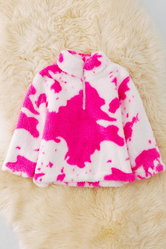 Pink Cowprint Sherpa PullOver *RTS*