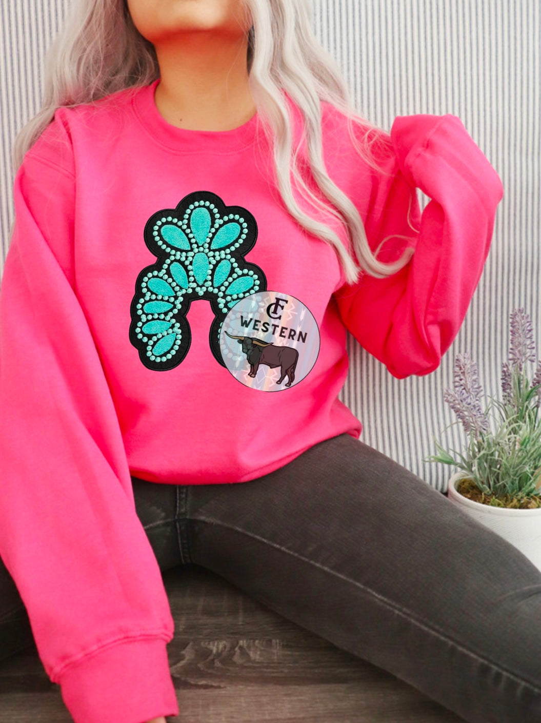 Turquoise Squash Blossom Patch Sweatshirt *PREORDER*