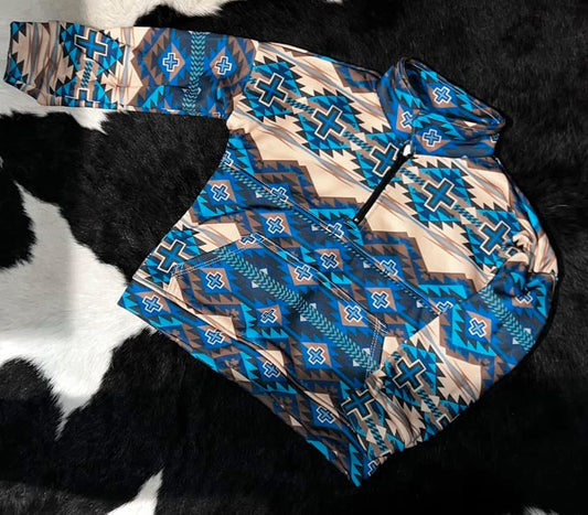 Blue/Brown Aztec Half Zip *RTS*