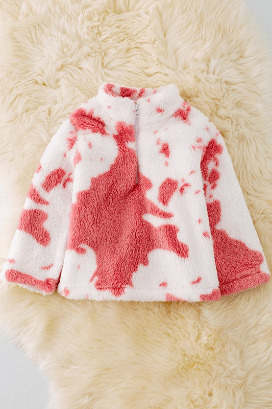 Light Pink Cowprint Sherpa PullOver *RTS*