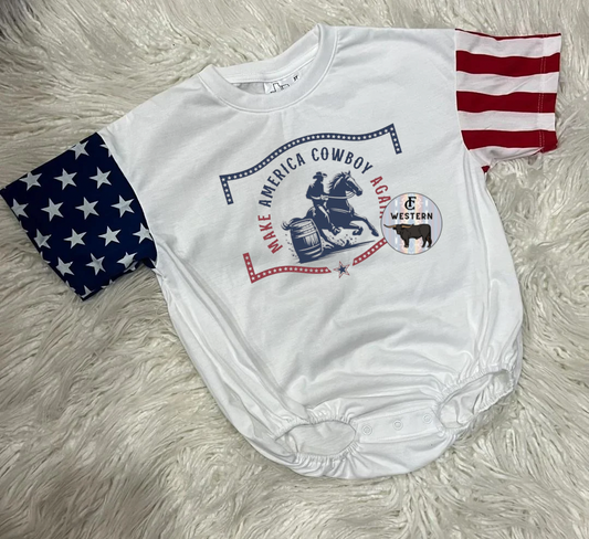 Make America Cowboy Again Bubble Romper (Read full description)