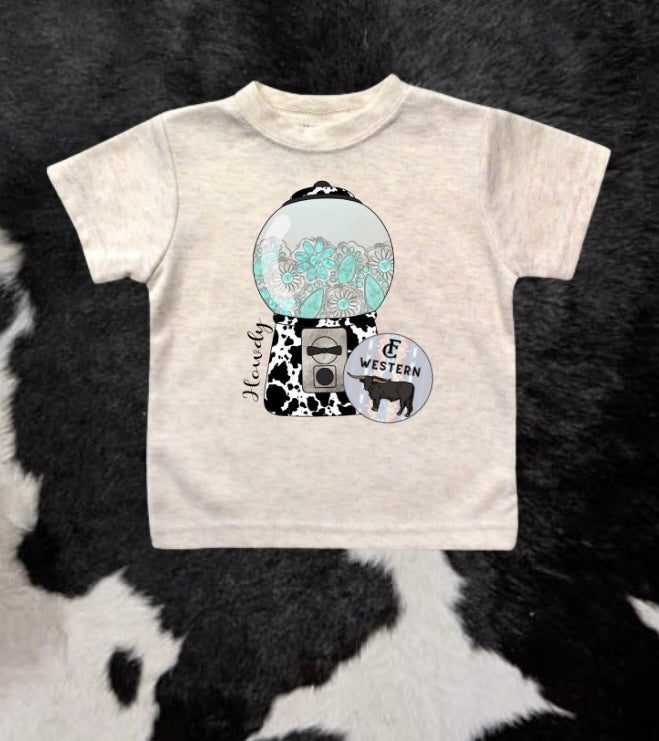 Cowprint turquoise candy tee