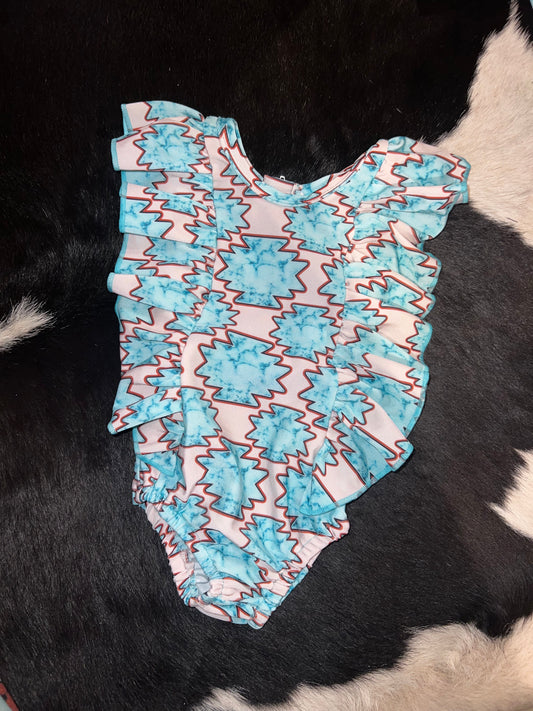 TURQUOISE AZTEC MATCHING SIBLINGS SWIM *RTS*