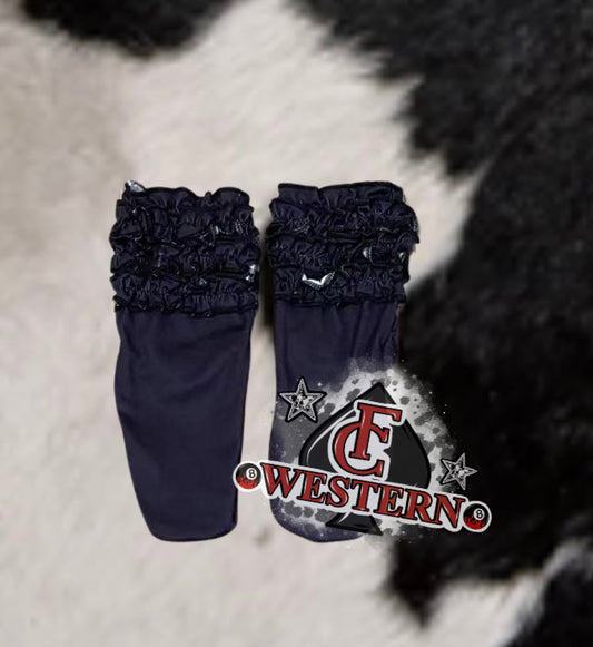 Black Ruffled Boot Socks *RTS*