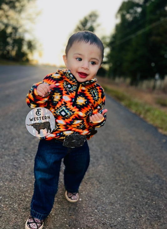 Orange Aztec Flannel Half Zip (Read Full Description)