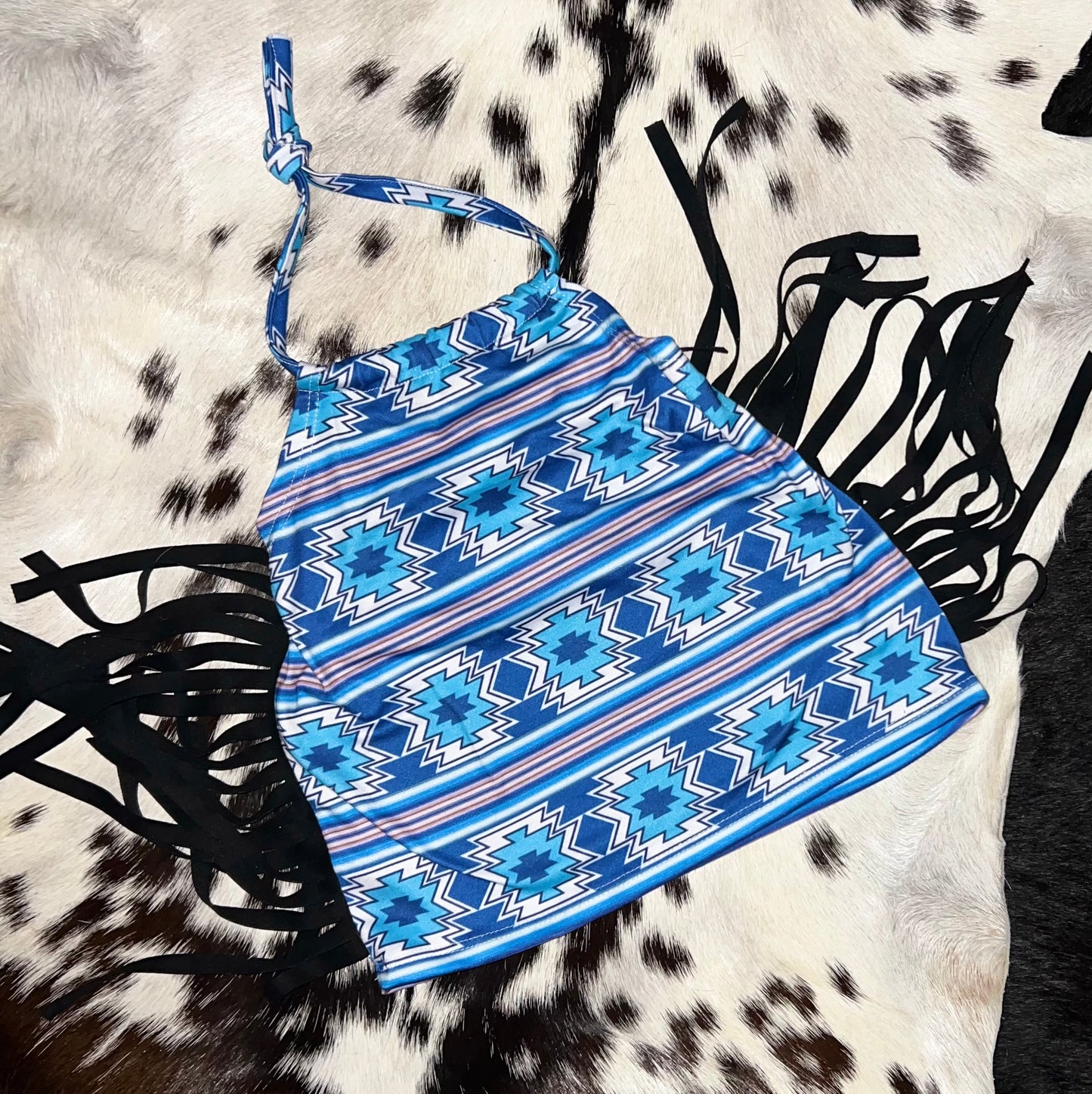 Blue Aztec Romper/Halter Top *RTS*