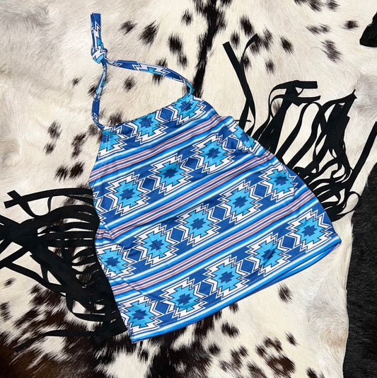 Blue Aztec Romper/Halter Top *RTS*