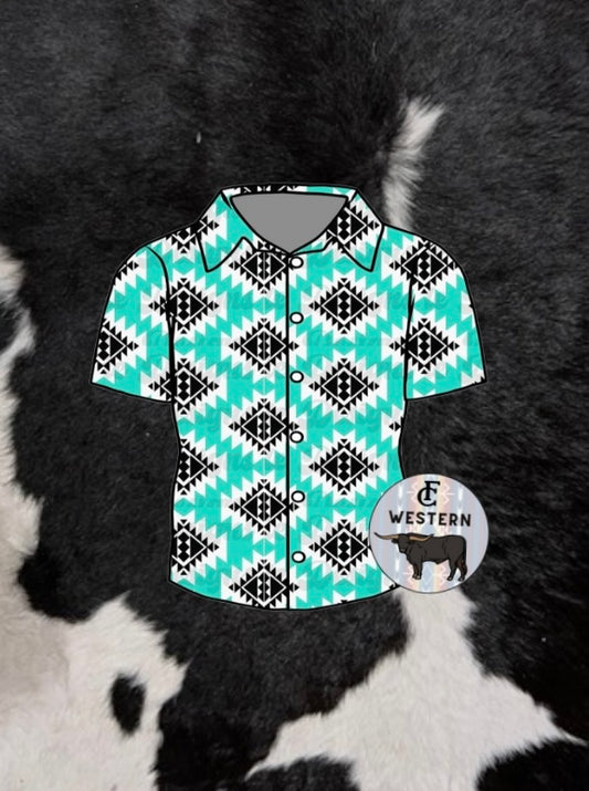 Punchy aztec Button Up (read description)