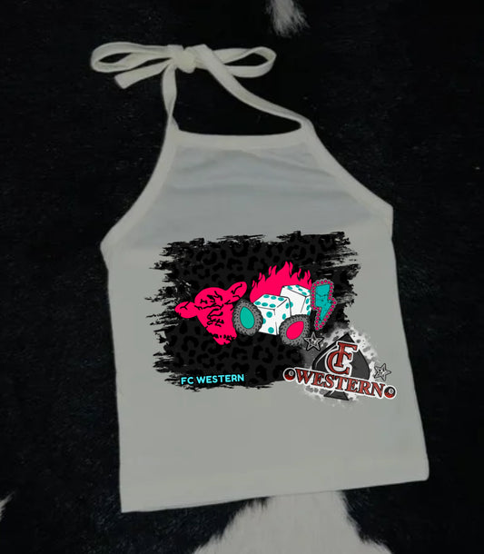 Neon Cowgirl Graphic Halter (Read Full Description)